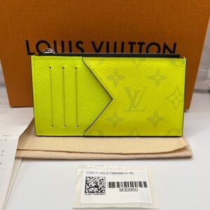 Louis Vuitton Neon Yellow Taigarama coin card holder